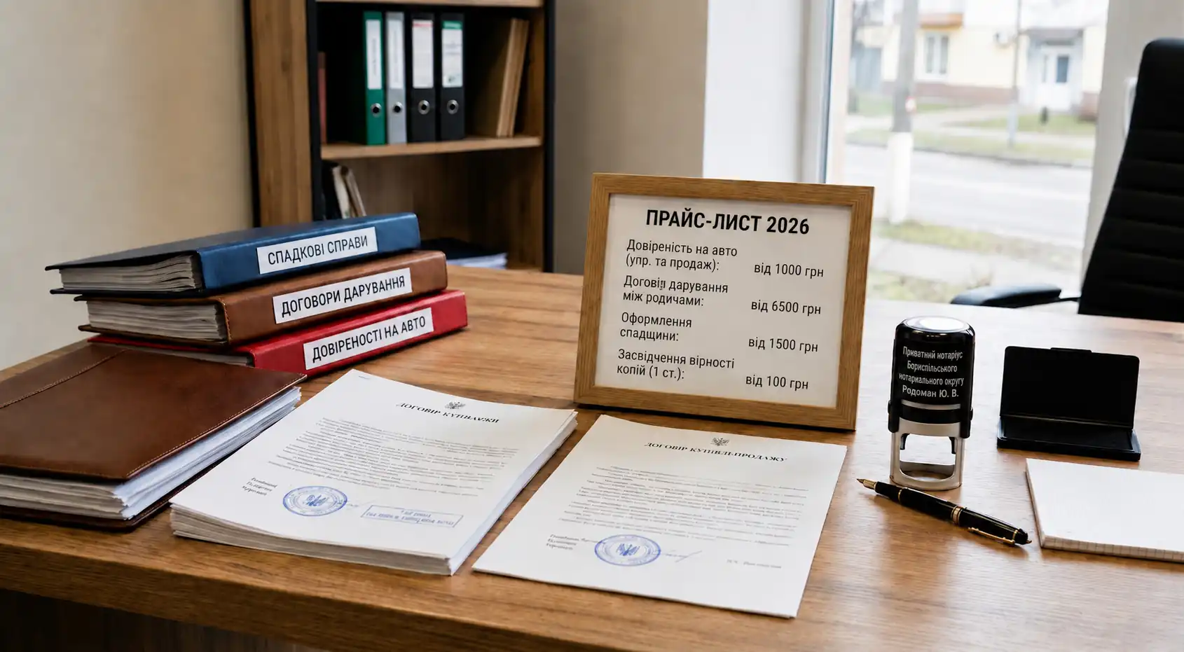 Ціни на послуги нотаріуса в Борисполі: повний прайс-лист 2025 – 2026